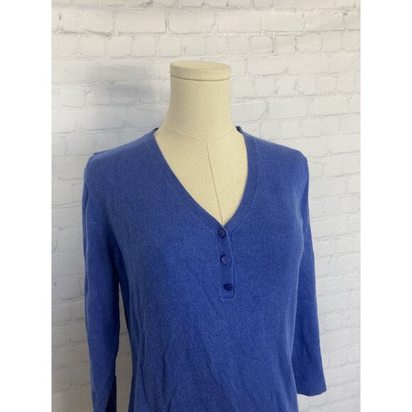 ⭐ 3/$15 Jessica Medium Cobalt Blue Henley Cotton Blend Sweater - Picture 3 of 7